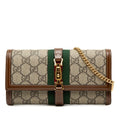 Gucci GG Supreme Jackie 1961 Chain Wallet Beige Brown Leather Shoulder Bag