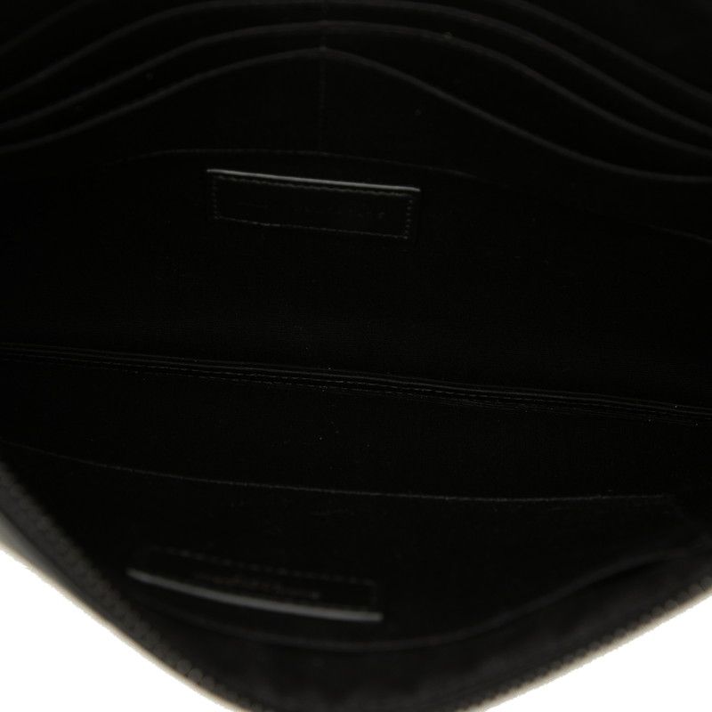 Saint Laurent YSL Logo Embossed Clutch Black Leather — view 4