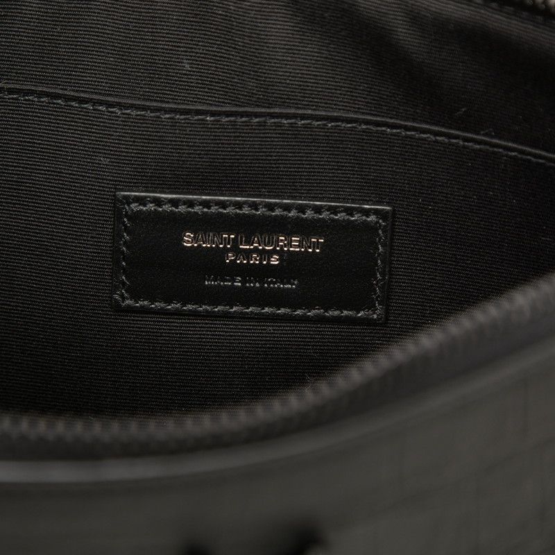 Saint Laurent YSL Logo Embossed Clutch Black Leather — view 5