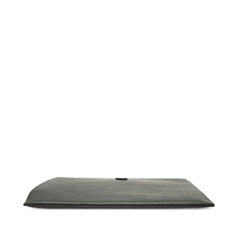 Saint Laurent YSL Logo Embossed Clutch Black Leather — view 3