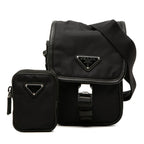 Prada Crossbody Shoulder Bag Black Nylon Leather — view 6
