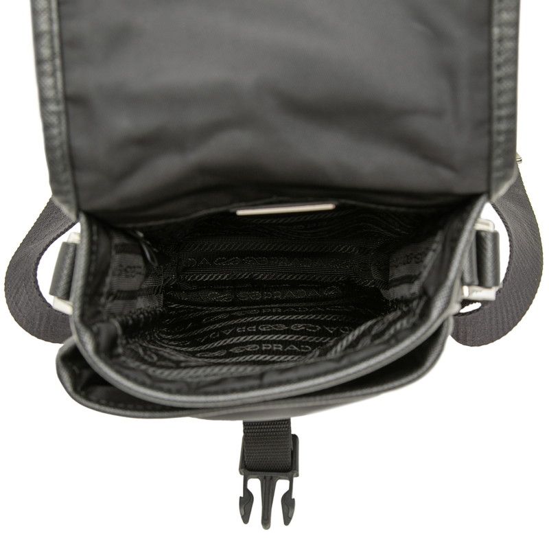 Prada Crossbody Shoulder Bag Black Nylon Leather — view 4