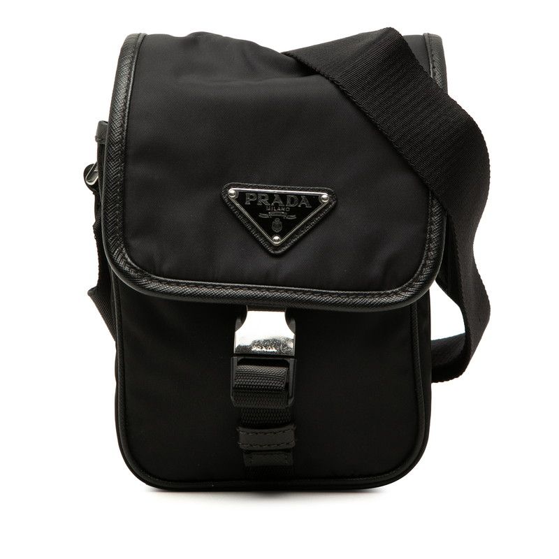 Prada Crossbody Shoulder Bag Black Nylon Leather