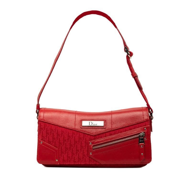 Dior Trotter Bag Handbag Red Canvas Leather