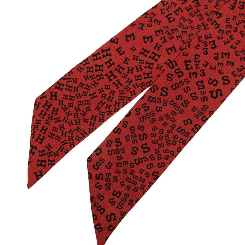 Hermes Twilly Logo Alphabet Scarf Brown Silk — view 2