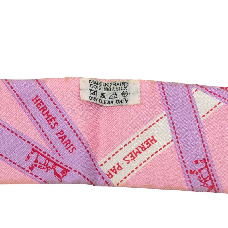 Hermes Twilly Bolduc Scarf Pink Multicolor Silk — view 4