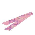 Hermes Twilly Bolduc Scarf Pink Multicolor Silk