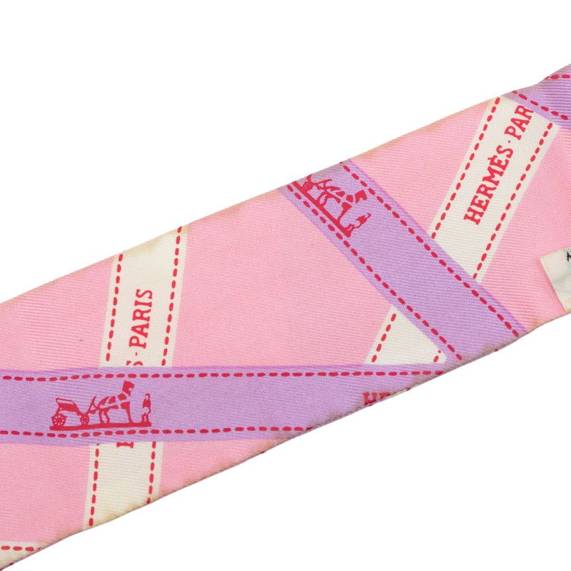 Hermes Twilly Bolduc Scarf Pink Multicolor Silk — view 6