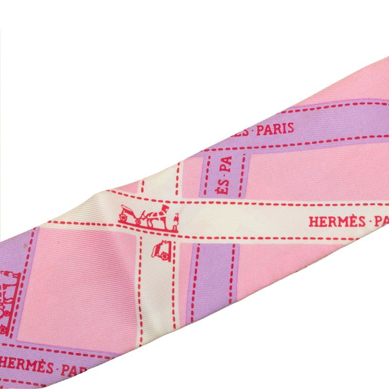 Hermes Twilly Bolduc Scarf Pink Multicolor Silk — view 5