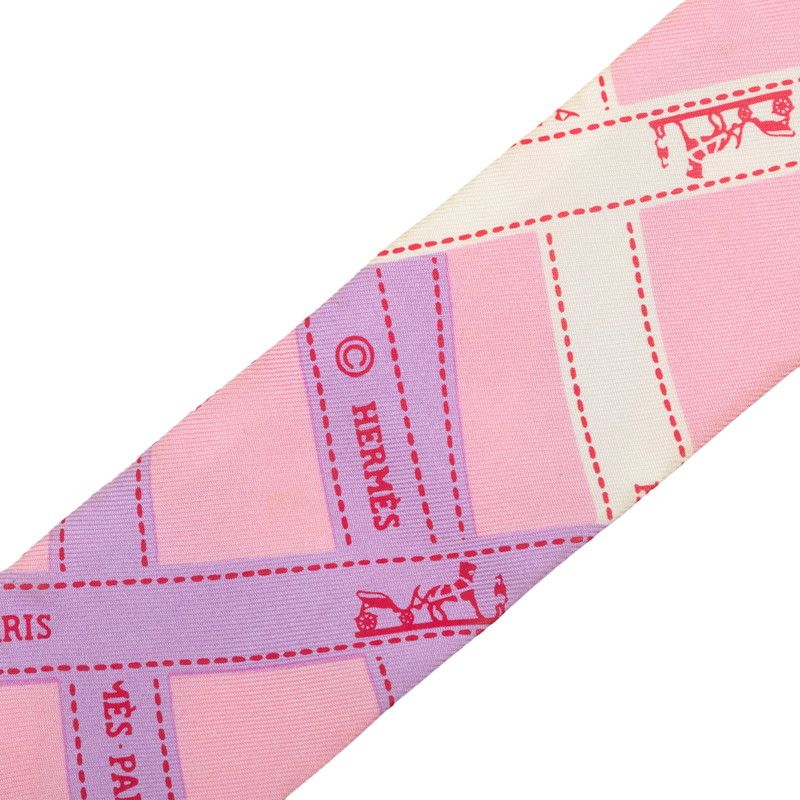 Hermes Twilly Bolduc Scarf Pink Multicolor Silk — view 3