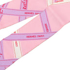 Hermes Twilly Bolduc Scarf Pink Multicolor Silk — view 2