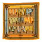 Hermes Petit Carre 42 les Sangle Scarf Yellow Silk