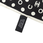 Chanel CC Logo Polka Dot Scarf Black White Silk — view 4