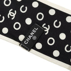 Chanel CC Logo Polka Dot Scarf Black White Silk — view 3