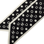 Chanel CC Logo Polka Dot Scarf Black White Silk — view 2