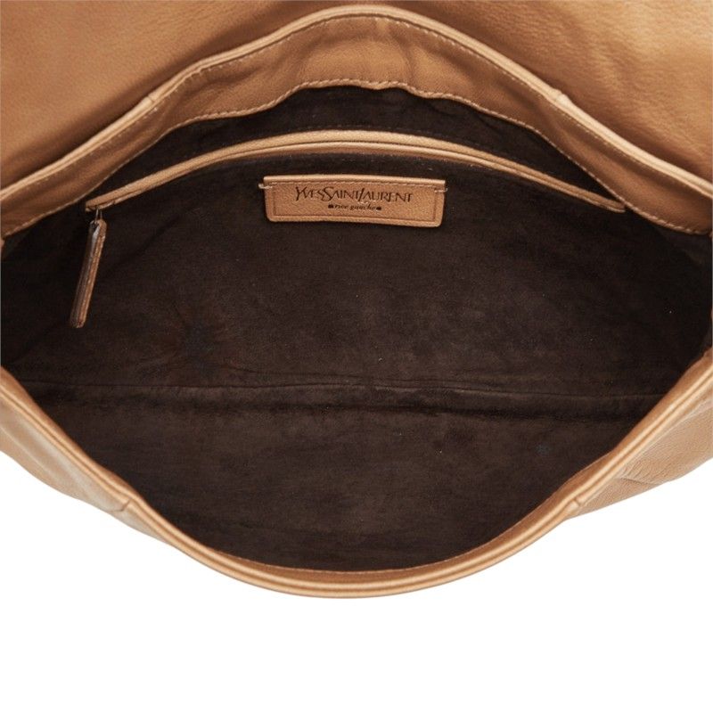 Saint Laurent Nadja Rose Flower Flap Shoulder Bag Beige Leather — view 8
