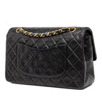 Chanel Quilted 25 CC Logo Double Flap Shoulder Bag Black Gold Lambskin — view 2