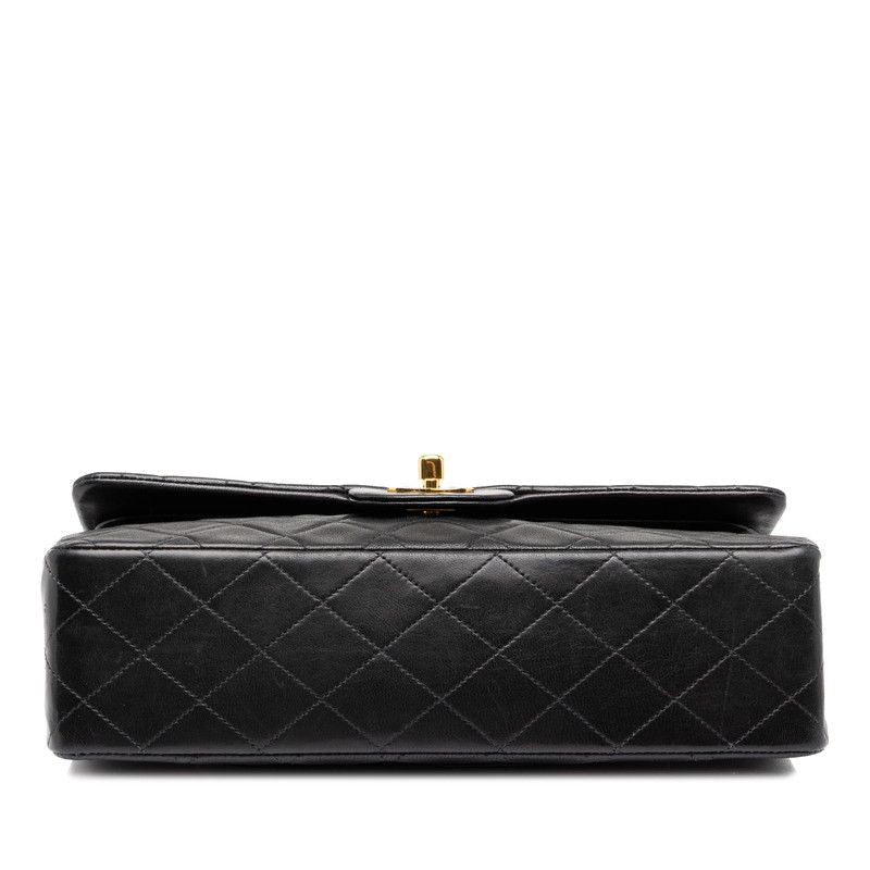 Chanel Quilted 25 CC Logo Double Flap Shoulder Bag Black Gold Lambskin — view 3