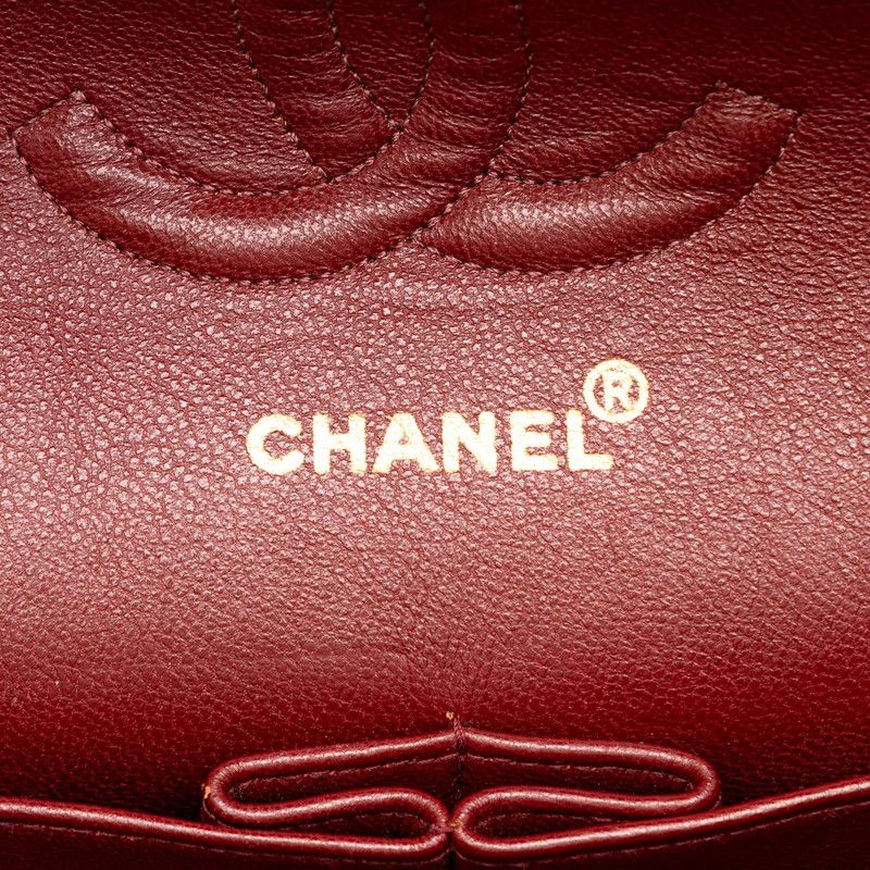 Chanel Quilted 25 CC Logo Double Flap Shoulder Bag Black Gold Lambskin — view 5