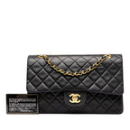 Chanel Quilted 25 CC Logo Double Flap Shoulder Bag Black Gold Lambskin — view 7