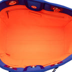 Chanel Deauville MM Chain Tote Bag Blue Orange Canvas Leather — view 4