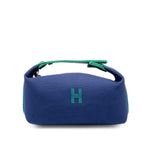 Hermes Brid-a-brac PM Handbag Pouch Navy Green Canvas