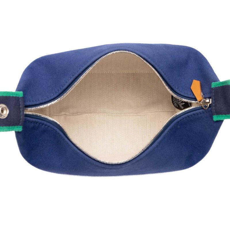 Hermes Brid-a-brac PM Handbag Pouch Navy Green Canvas — view 4