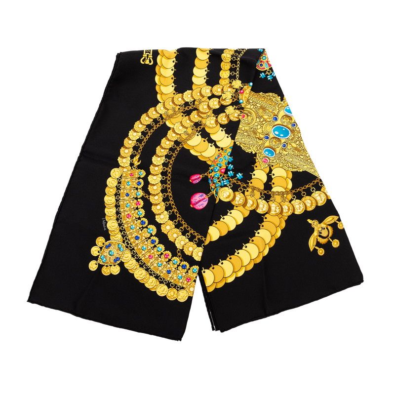 Hermes Carre 90 Kosmima Space Scarf Black Multicolor Silk — view 7