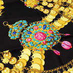 Hermes Carre 90 Kosmima Space Scarf Black Multicolor Silk — view 4