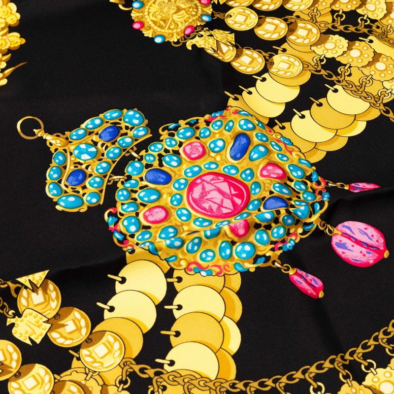 Hermes Carre 90 Kosmima Space Scarf Black Multicolor Silk — view 4