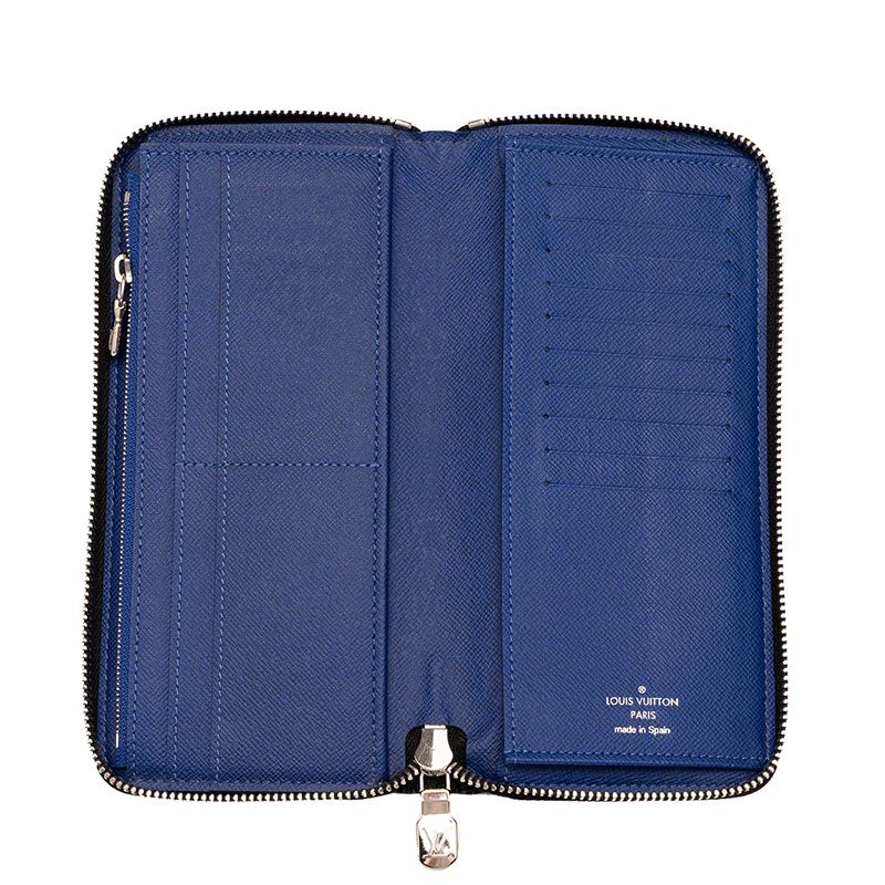 Louis Vuitton Monogram Taigarama Portefeuille Brazza Wallet Cobalt Blue Leather — view 4