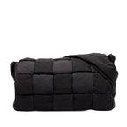 Bottega Veneta Maxi Intrecciato Cassette Padded Tech Shoulder Bag Black Nylon