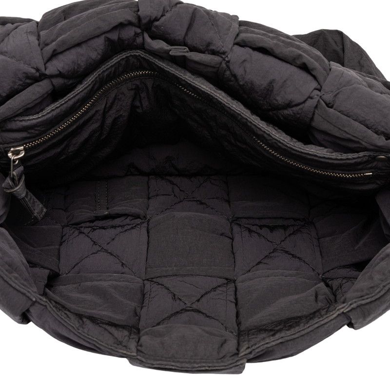 Bottega Veneta Maxi Intrecciato Cassette Padded Tech Shoulder Bag Black Nylon — view 4