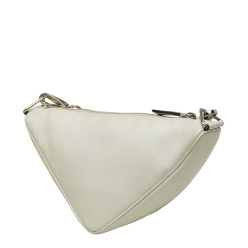 Prada Crossbody Triangle Shoulder Bag White Leather — view 2