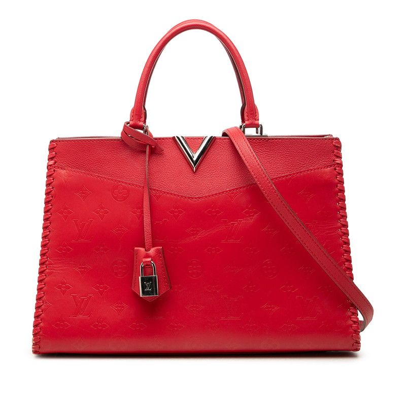 Louis Vuitton Monogram Very Zip Tote 2-Way Shoulder Bag Red Leather