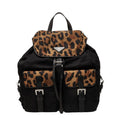 Prada Tessuto Leopard Backpack Black Brown Nylon