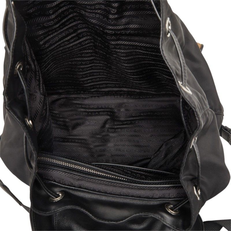 Prada Tessuto Leopard Backpack Black Brown Nylon — view 8