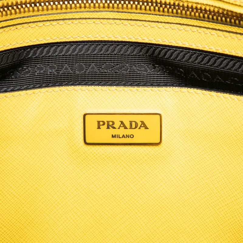 Prada Saffiano Galleria 2-Way Shoulder Bag Yellow Leather — view 5