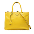 Prada Saffiano Galleria 2-Way Shoulder Bag Yellow Leather
