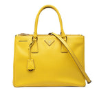 Prada Saffiano Galleria 2-Way Shoulder Bag Yellow Leather