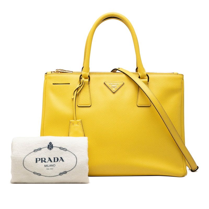 Prada Saffiano Galleria 2-Way Shoulder Bag Yellow Leather — view 6