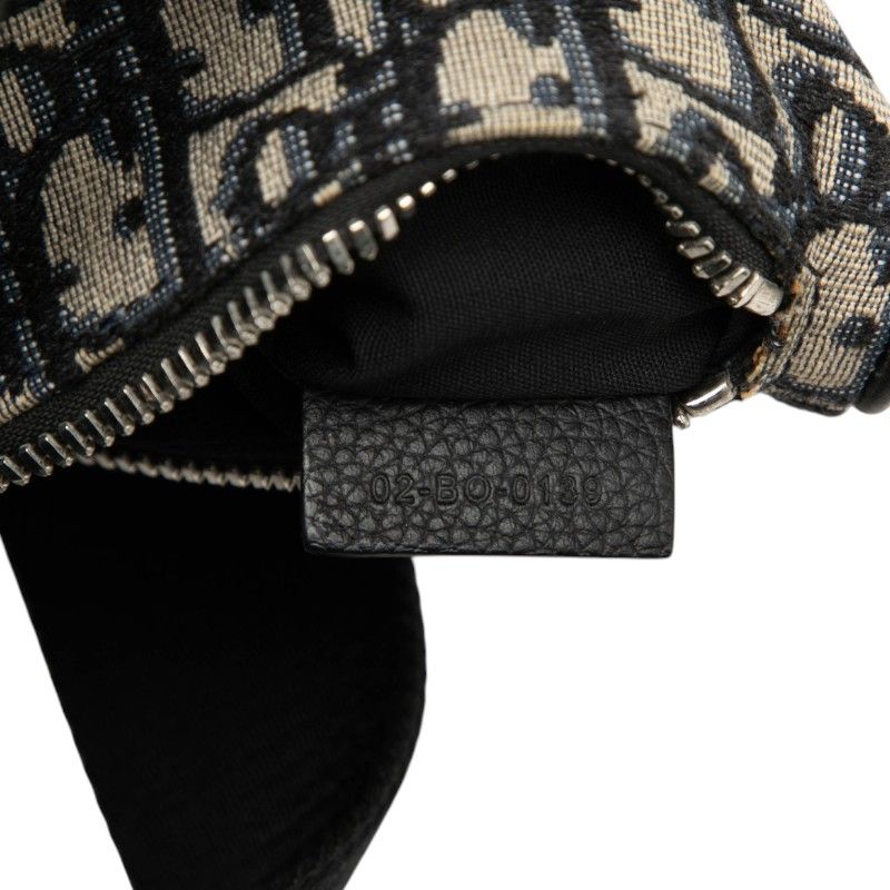 Dior Oblique Saddle Jacquard Belt Bag Beige Navy Canvas Leather — view 6