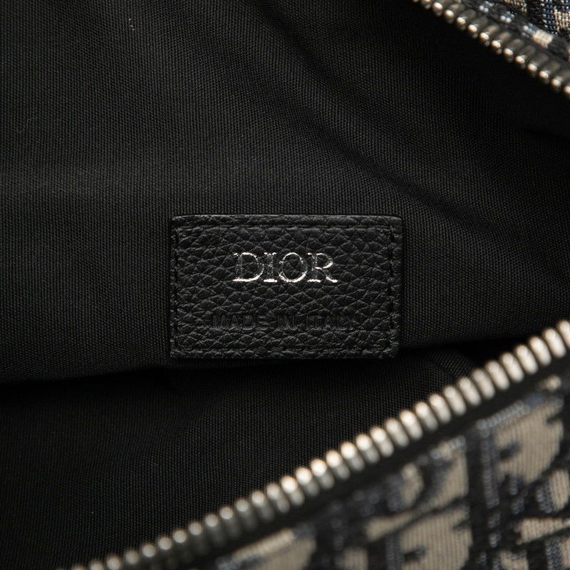 Dior Oblique Saddle Jacquard Belt Bag Beige Navy Canvas Leather — view 5