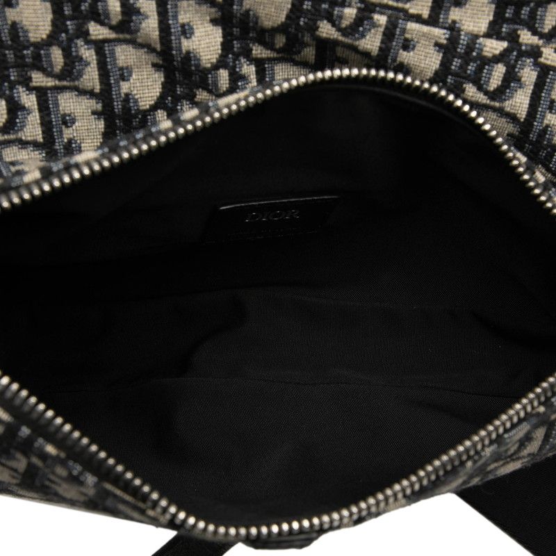 Dior Oblique Saddle Jacquard Belt Bag Beige Navy Canvas Leather — view 4