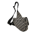 Dior Oblique Saddle Jacquard Belt Bag Beige Navy Canvas Leather — view 2