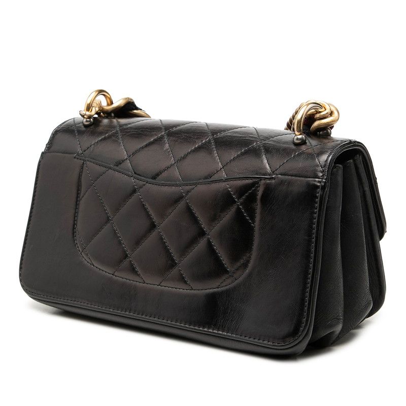 Chanel Quilted CC Logo Triple Flap Handbag Chain Shoulder 2-Way Black Gold — view 2