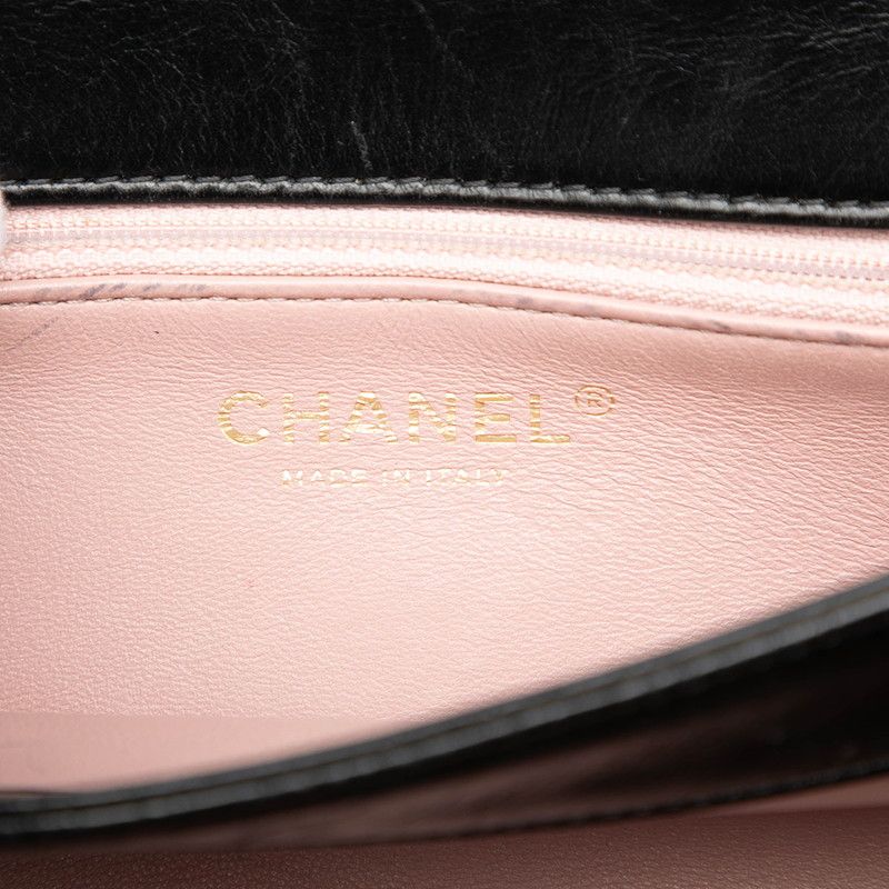Chanel Quilted CC Logo Triple Flap Handbag Chain Shoulder 2-Way Black Gold — view 5