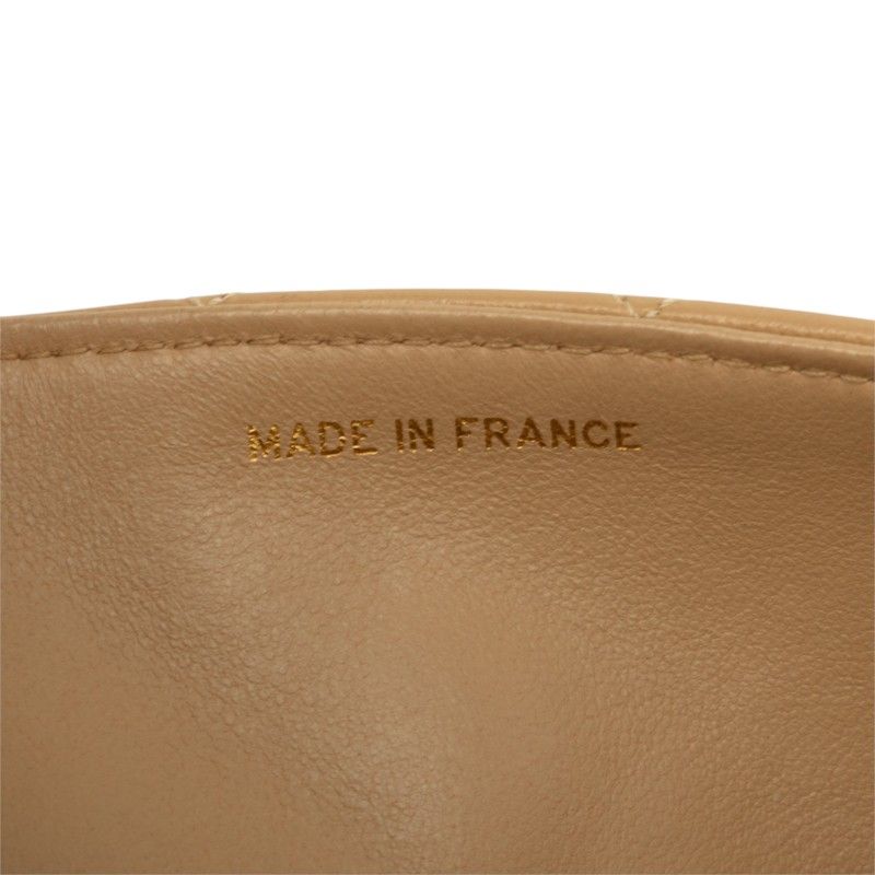 Chanel Quilted CC Logo Chain Shoulder Bag Beige Gold Lambskin — view 7