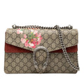 Gucci GG Blooms Dionysus Chain Shoulder Bag Beige Wine Red Suede