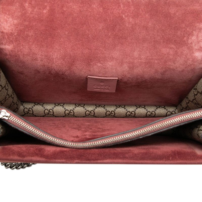 Gucci GG Blooms Dionysus Chain Shoulder Bag Beige Wine Red Suede — view 4